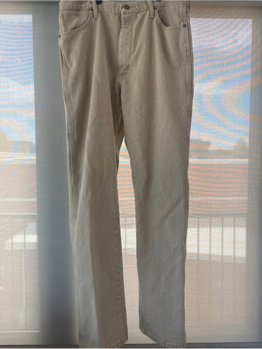 Wrangler Slim Straight Jeans in Light Beige